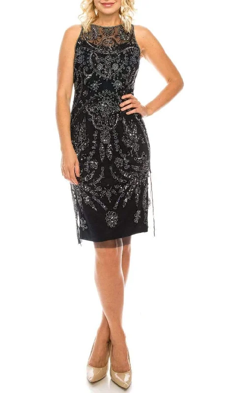 Huge Discounts Adrianna Papell - AP1E202940 Bateau Sheath Knee-Length Dress