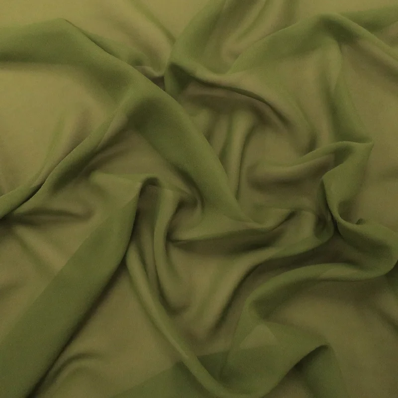 Flash Sale Silk Georgette Chiffon Fabric 54" Olive Solid 10mm 100% Silk