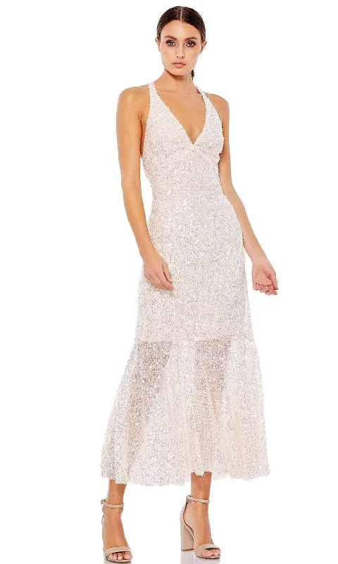 Deal Mania Ieena Duggal - 2133 Clear Sequin Crisscross Back Dress
