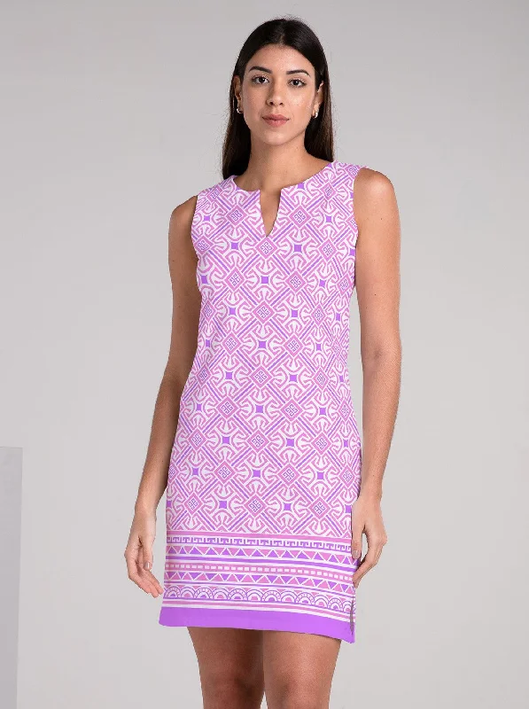 Don’t Miss Out Nuetella Print Cotton Knit Palm Beach Shift Dress