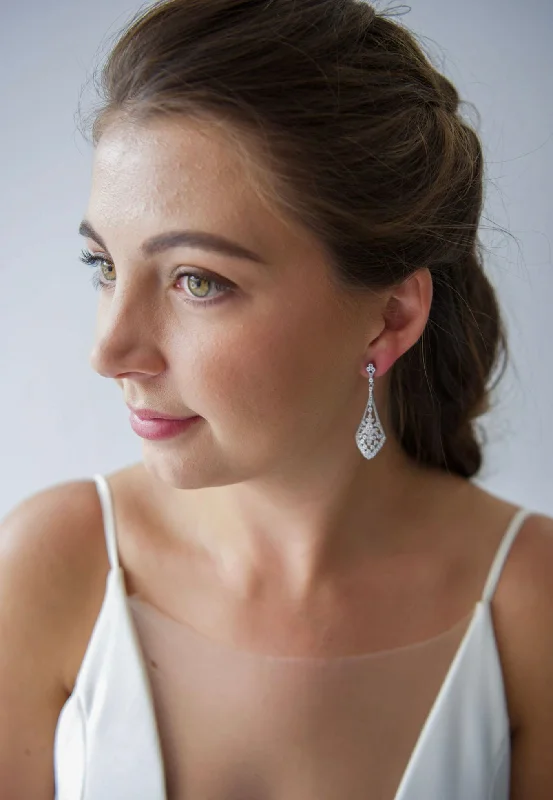 Weekend Deal Izzy Art Deco Drop Earring - Silver
