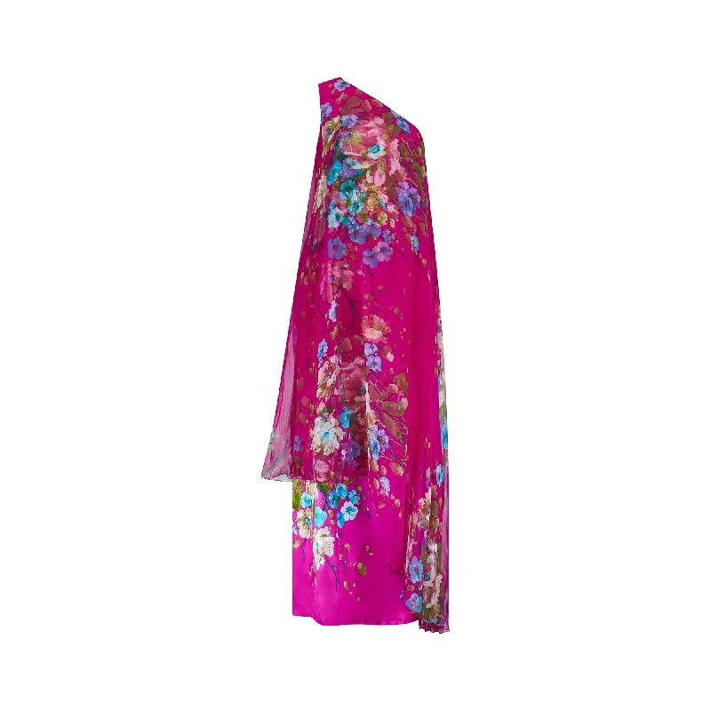 Discount Deals 1960s Fortnum and Mason Cerise Pink Chiffon Maxi Dress