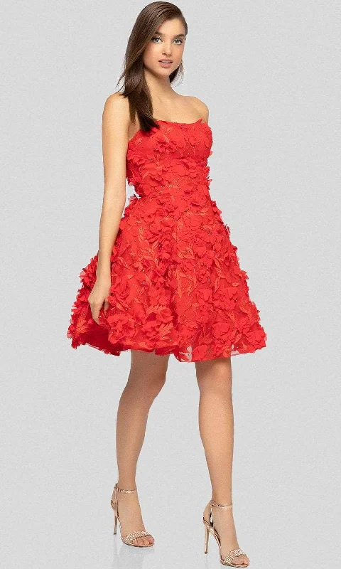 Limited Edition Terani Couture - 1911P8057 Jeweled Floral Appliqued Bustier Dress