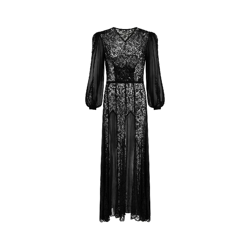 Quick Sale 1930s Black Lace and Chiffon Insert Dress