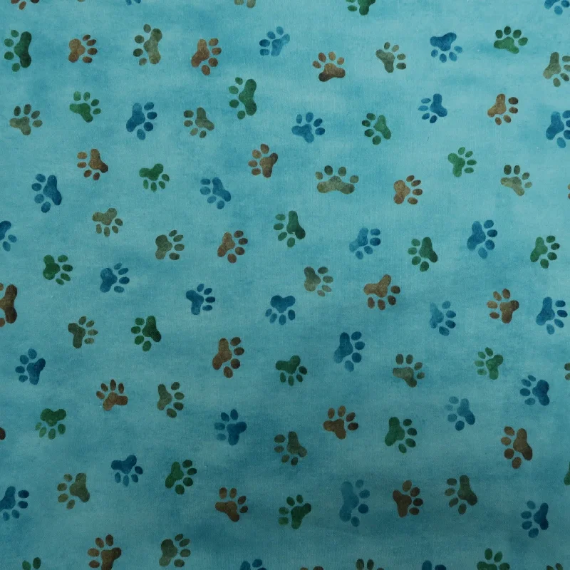 Markdowns Dusty Blue Whiskers and Tails Printed Cotton