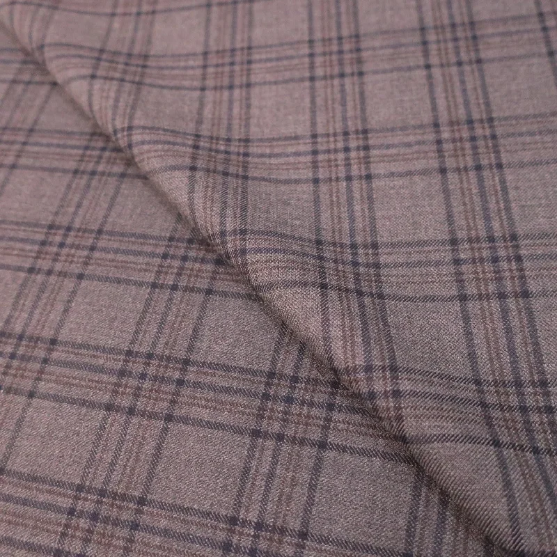 Price Reduction Gray Plaid Superfine Wool Loro Piana Fabric