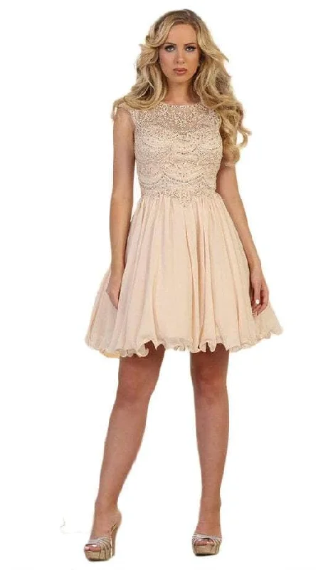 Epic Deals May Queen - MQ1567 Embellished Illusion Bateau Cocktail Dress