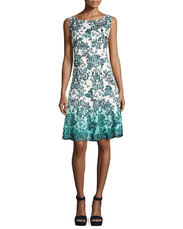 Final Clearance Chetta B - Knee Length Ombre Printed A-Line Dress