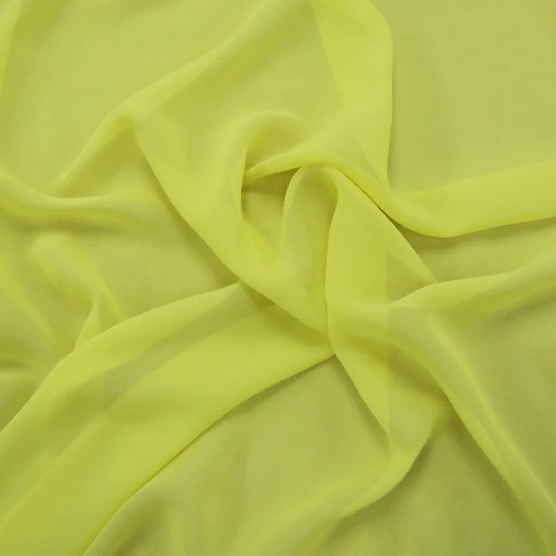 Price Drop Silk Georgette Chiffon Fabric 54" Pale Yellow Solid 100% Silk