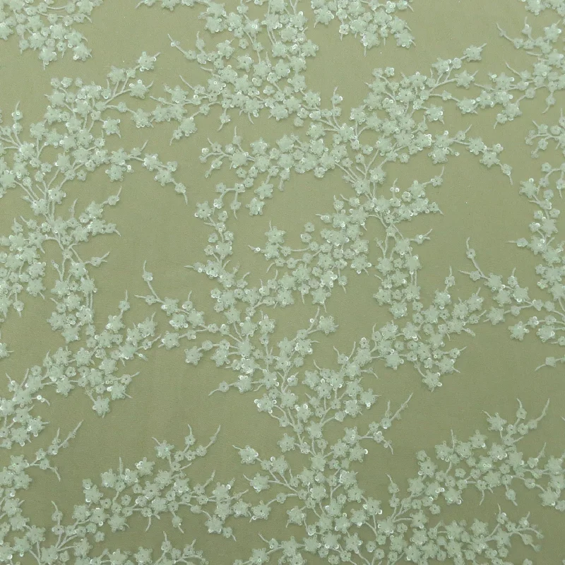 Best Deals Ivory With Floral Beaded Embroidered Tulle Fabric
