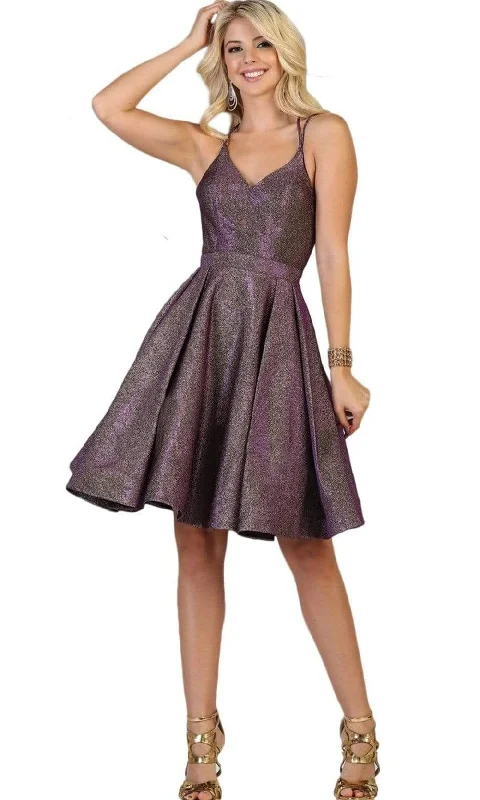 Super Savings May Queen - V-Neck Racerback Short Dress RQ7750 - 1 pc Coral In Size 6 Available