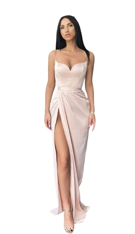TIME-Limited Offer Light Pink Silk Evening Dress