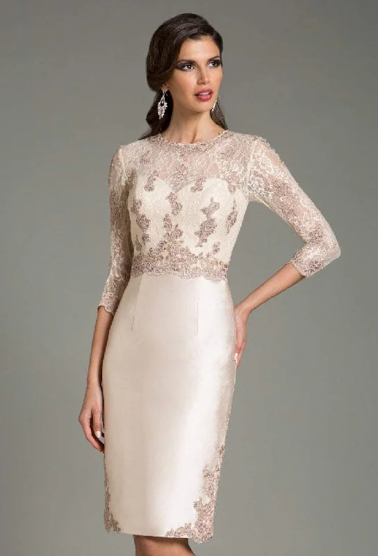 Factory Direct Sale Feriani Couture - Quarter Sleeve Illusion Lace Appliqued Dress 18503 - 1 pc Silver in Size 10 Available Factory Direct Sale Feriani Couture - Quarter Sleeve Illusion Lace Appliqued Dress 18503 - 1 pc Silver in Size 10 Available