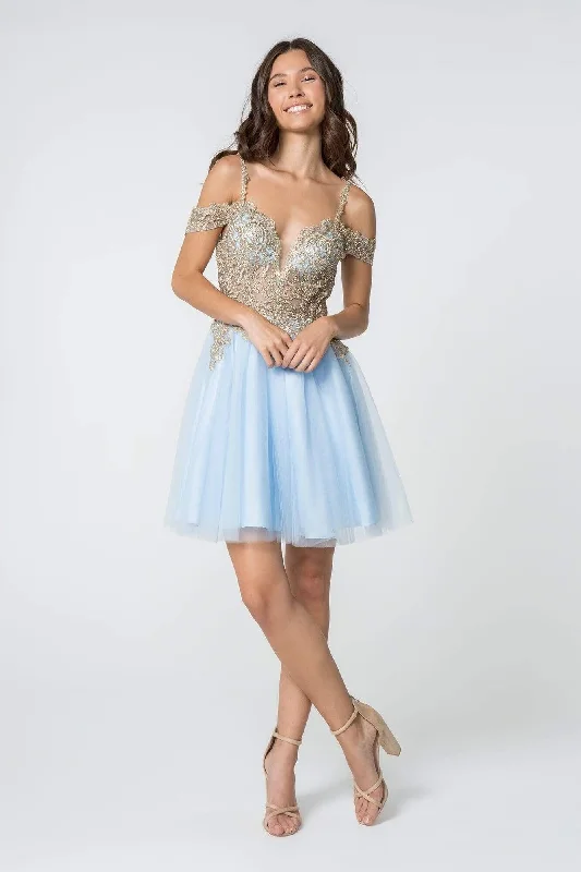Super Sale Elizabeth K - GS2808 Jeweled Gilt Appliqued A-Line Dress