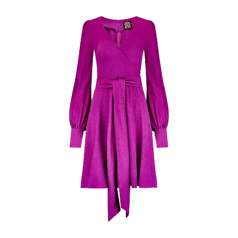 Take Advantage 1960s Biba Crepe Fuschia Long Sleeve Dress