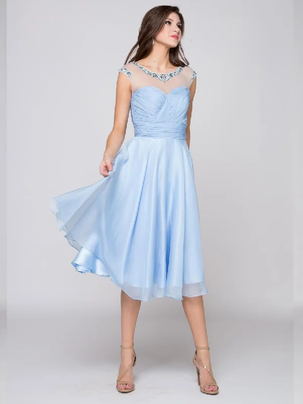 Special Discount Colors Dress Illusion Bateau Chiffon A-line Dress G737