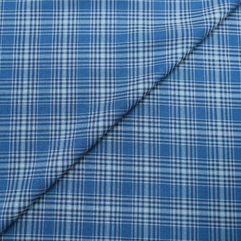 Instant Discount 2.5 YDS Blue Tartan Wool Dorsilk Dormeuil Fabric