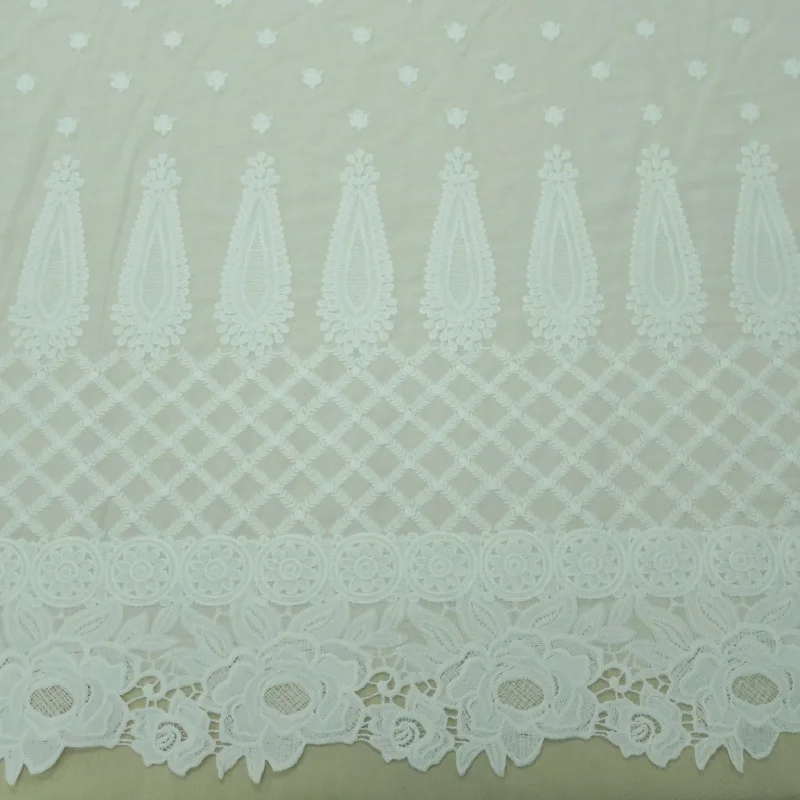 Super Deal Off White Floral Embroidered Guipure Cotton Lace