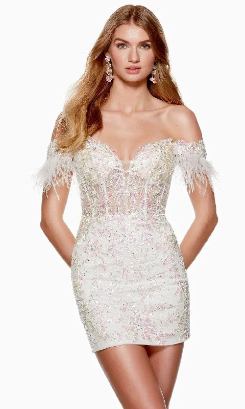 Special Savings Alyce Paris 4662 - Feather Sleeve Sweetheart Cocktail Dress