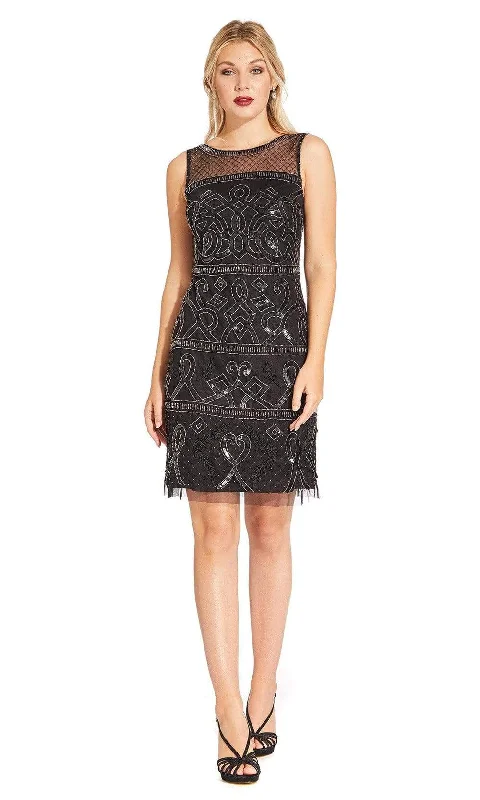 Super Deal Adrianna Papell - AP1E203952 Beaded Illusion Sheath Cocktail Dress
