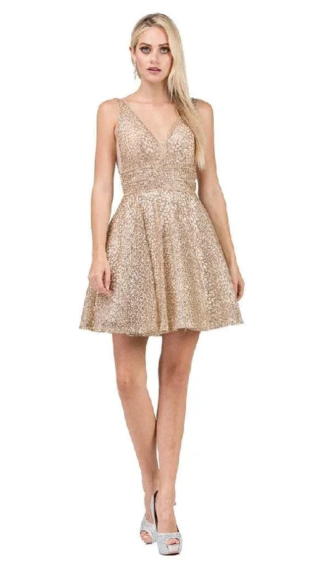 Shop and Save Dancing Queen - Plunging V-Neck A-Line Cocktail Dress 3086 - 1 pc Gold In Size XS Available Shop and Save Dancing Queen - Plunging V-Neck A-Line Cocktail Dress 3086 - 1 pc Gold In Size XS Available