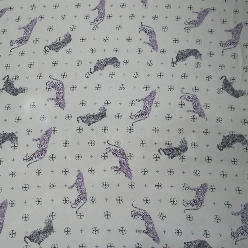 Blowout Sale Silver Background with Lavender Tiger Print Polyester Fabric