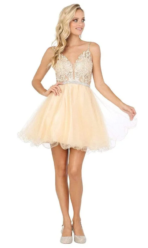 Price Slash Dancing Queen - Appliqued Bodice A-Line Dress 3228 - 1 pc Champagne In Size XS Available