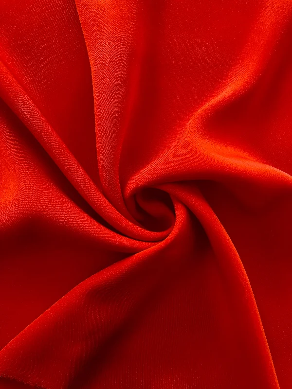 Huge Savings Crimson Orange Solid Semi Stretch Crepe Petalo Di Rosa Fabric