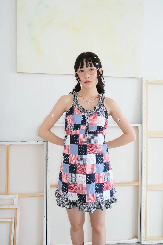 Season Finale Sale [SHAKIRI] SS 24 CHACHA PATCHWORK MINI DRESS _RED