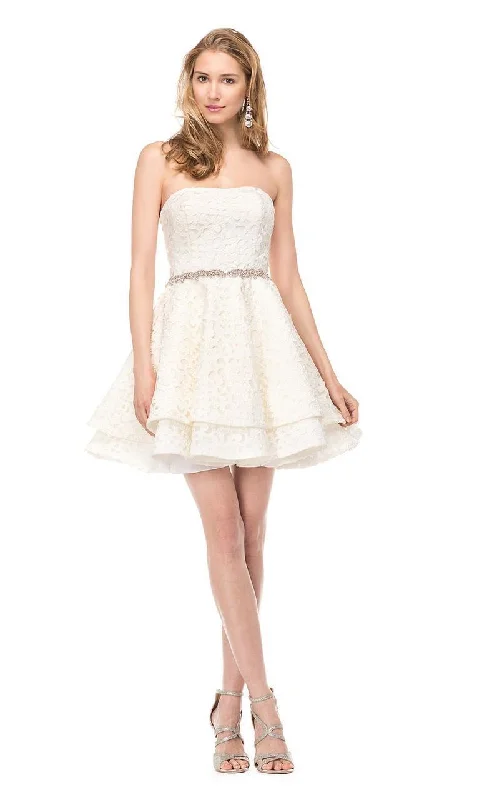 Shop and Save Colors Dress 1512 Strapless Layered Lace Cocktail Dress