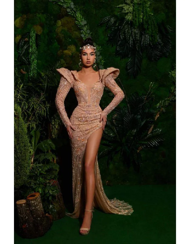 Overstock Sale Luxury Evening Dress Golden Brown