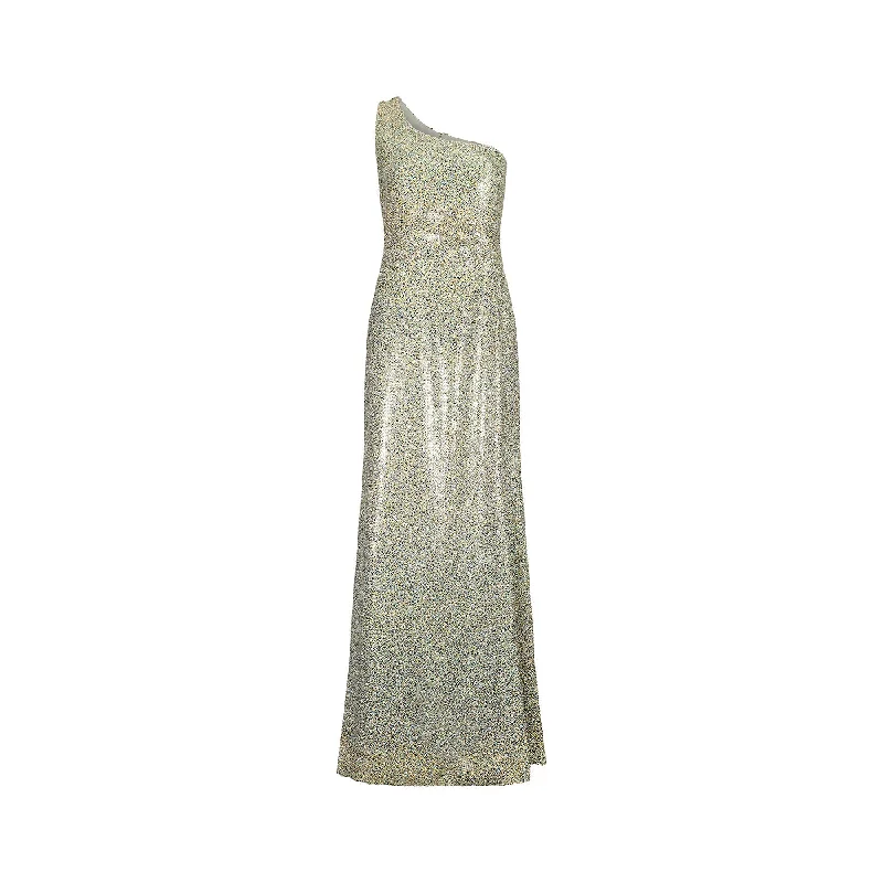 Special Promotion 1980s Andre Laug Multi-Coloured Sequinned Asymmetric Maxi Dress