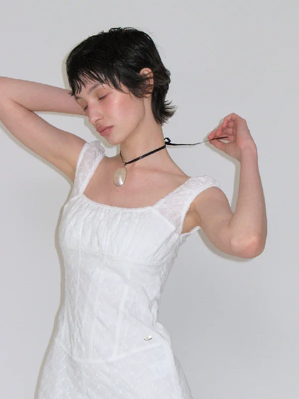 Great Deals [CRANK] SS 24 SHIRRING CORSET DRESS_WHITE