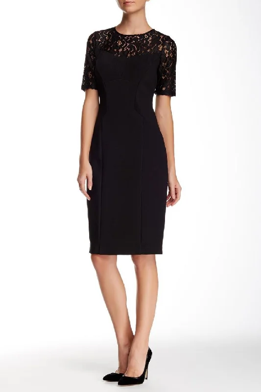 Daily Deals Adrianna Papell - Lace Illusion Jewel Neck Stretch Dress 16260650