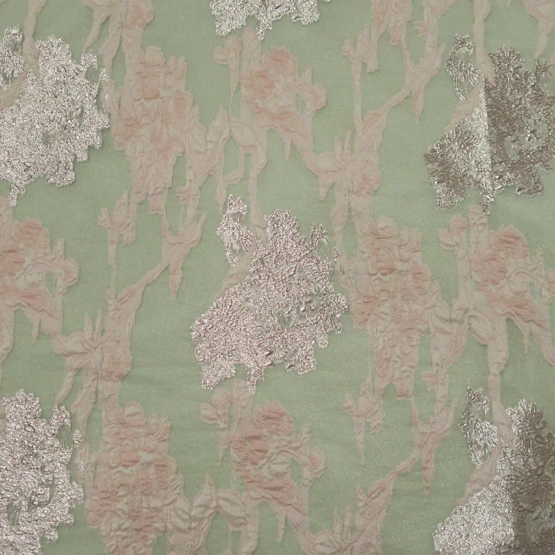 Epic Deals Blush Background with Blush Metallic Textured Embroidered Organza Fabric