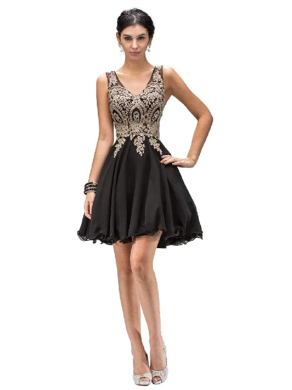 Special Savings Dancing Queen 9384 Embroidered V-neck A-line Dress
