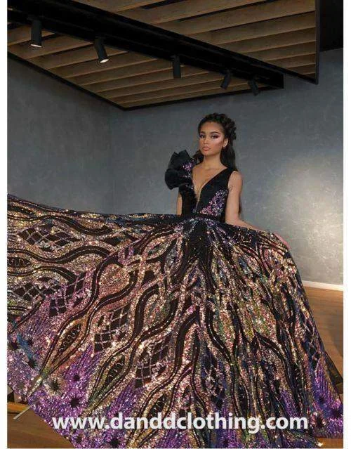 Early Access Luxury Violet Shiny Evening Dress