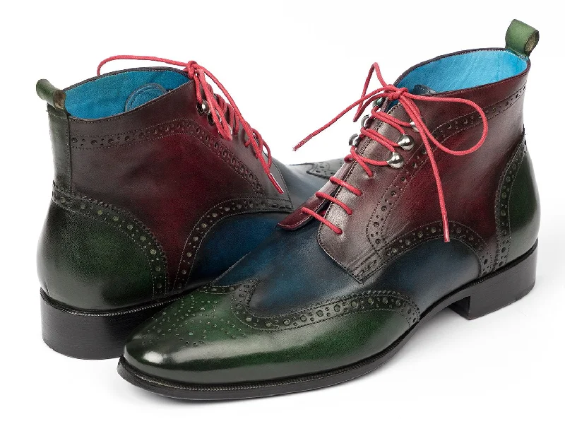 Flash Sale Paul Parkman Wingtip Ankle Boots Three Tone Green Blue Bordeaux (ID#777-GRN-BLU) Flash Sale Paul Parkman Wingtip Ankle Boots Three Tone Green Blue Bordeaux (ID#777-GRN-BLU)