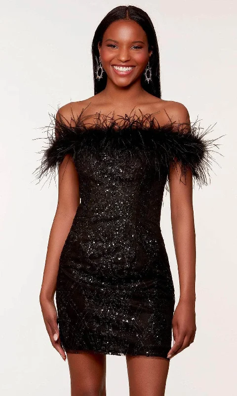 Midnight Sale Alyce Paris 4649 - Off-Shoulder Sequin Cocktail Dress
