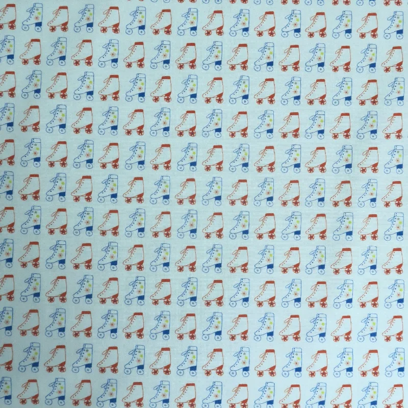 Seasonal Clearance Step Right Up Wheelies Red & Blue on a White Background Printed Cotton