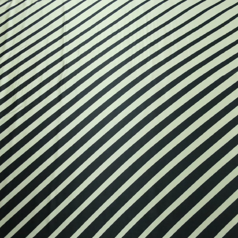 Price Blitz Black Stripes on an Ivory Background Printed Silk Charmeuse Fabric