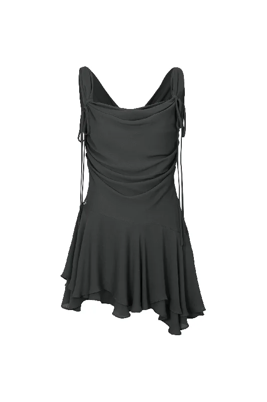 Seasonal Sale [PAIN OR PLEASURE] SS 24 LILY FRILL DRESS charcoal