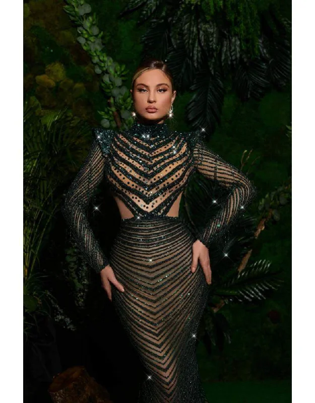Incredible Offers Luxury Evening Gown Black Pattern Cut