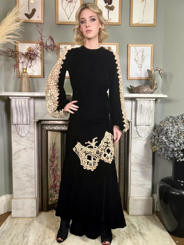 Clearance Sale Amalia, 30s velvet and cream lace dress