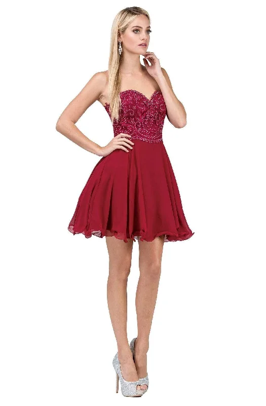 Final Sale Dancing Queen - 3005 Strapless Sweetheart Neckline Fit and Flare Cocktail Dress - 1 pc Burgundy In Size 3XL Available Final Sale Dancing Queen - 3005 Strapless Sweetheart Neckline Fit and Flare Cocktail Dress - 1 pc Burgundy In Size 3XL Available