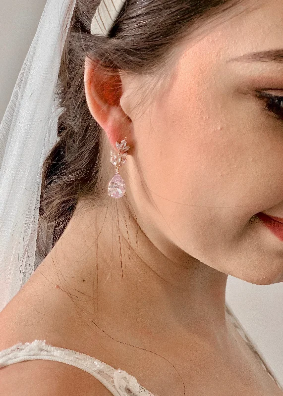 Today's Special Urban Dust Leaf Drop Earrings - Rose Gold
