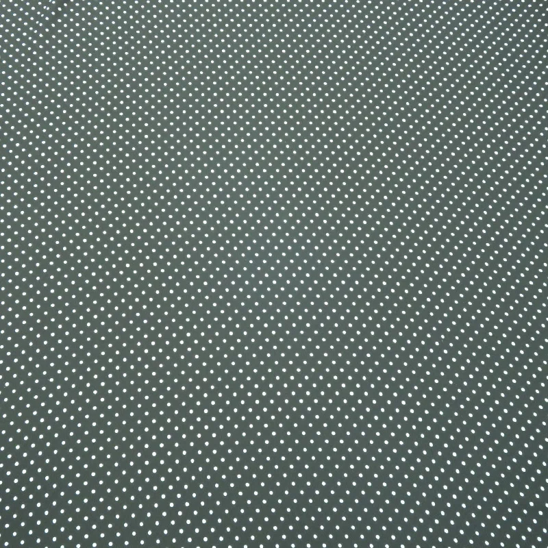Act Now Small White Polka Dots on Black Background Printed Crepe Fabric
