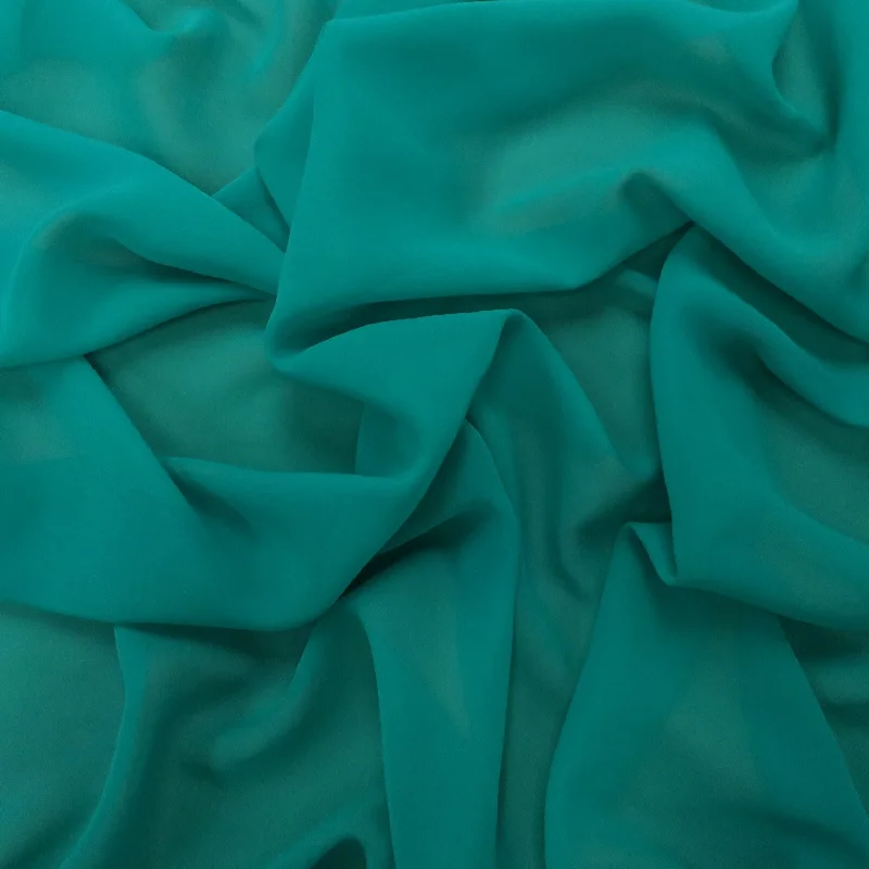 Flash Deals Silk Georgette Chiffon Fabric 54" Turquoise Solid 10mm 100% Silk