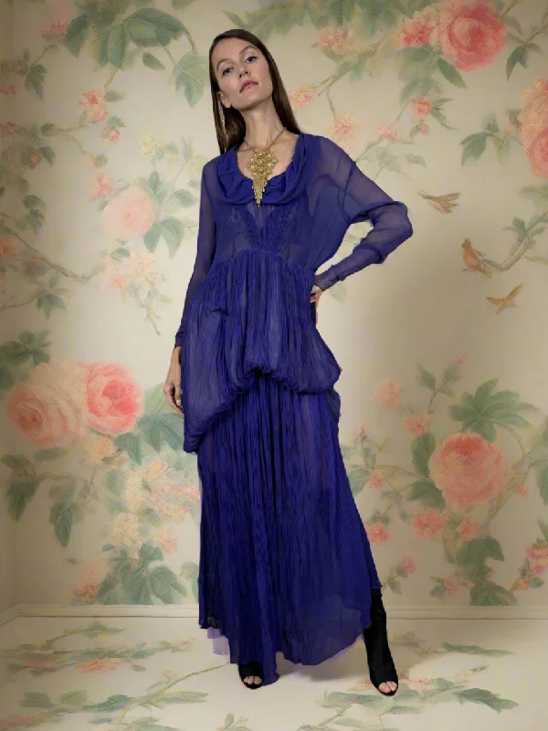 Bargain Prices Jude, 30s chiffon purple pleated dress