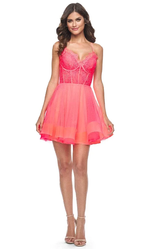 Crazy Savings La Femme 31469 - Beaded Lace Sweetheart Cocktail Dress